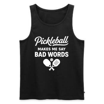 Pickleball Passion | Player and Sports Humor - Men's Premium Organic Tank Top - black - Front - AI Model Male 178 light (178cm)