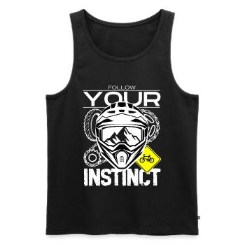 Follow your instincts: mountain MTB - Men's Premium Organic Tank Top - black - Front - AI Model Male 178 light (178cm)
