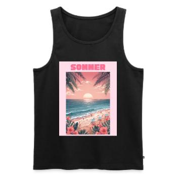 Sommerstrand Sonnenuntergang - Männer Premium Bio Tank Top - Schwarz - Vorne - Michal (187cm)