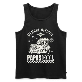 Papa cool club pizza cadeau fête des pères - Débardeur bio Premium Homme - noir - Devant - Michal (187cm)