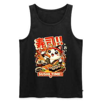 Kawaii Sushi Katze - Männer Premium Bio Tank Top - Schwarz - Vorne - Michal (187cm)