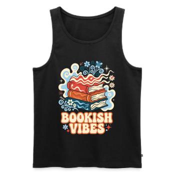 Bookish Vibes Retro Bücher - Männer Premium Bio Tank Top - Schwarz - Vorne - Michal (187cm)