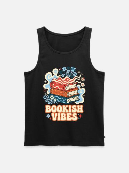 Bookish Vibes Retro Bücher - Männer Premium Bio Tank Top - Schwarz