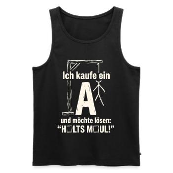 Galgenmännchen: Ich kaufe ein A - Halts Maul - Männer Premium Bio Tank Top - Schwarz - Vorne - Michal (187cm)