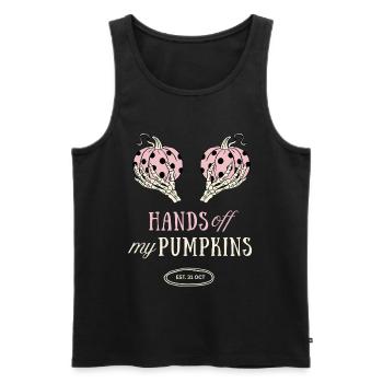 Hands Off My Pumpkins Halloween Kürbis Geschenk - Männer Premium Bio Tank Top - Schwarz - Vorne - Michal (187cm)