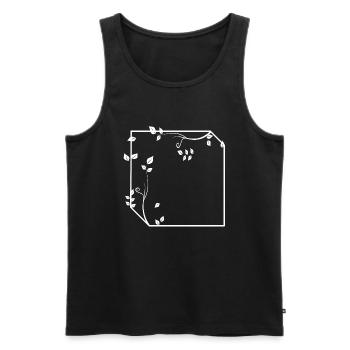 Frame with corners ornament decoration basic text - Men's Premium Organic Tank Top - black - Front - AI Model Male 178 light (178cm)
