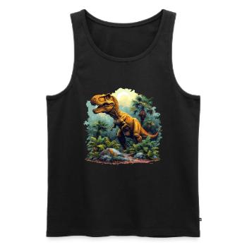 T-Rex - Männer Premium Bio Tank Top - Schwarz - Vorne - AI Model Male 178 light (178cm)