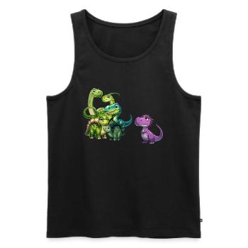 Happy dino group with an outsider - Men's Premium Organic Tank Top - black - Front - AI Model Male 178 light (178cm)