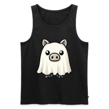 Schwein HalloweenGeist Wildschwein - Männer Premium Bio Tank Top - Schwarz - Vorne - Michal (187cm)