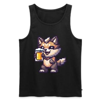 Wolf Pixel Beer - Men's Premium Organic Tank Top - black - Front - Michal (187cm)