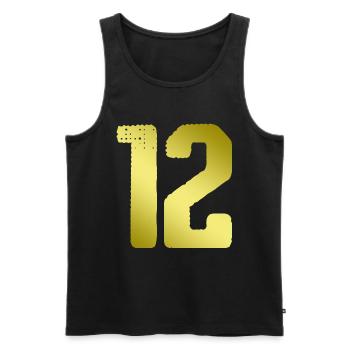 12 Zahl Trikot - Männer Premium Bio Tank Top - Schwarz - Vorne - Michal (187cm)