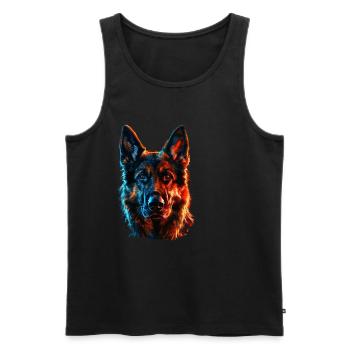 Red and Blue German Shepherd Fierce - Men's Premium Organic Tank Top - black - Front - Michal (187cm)