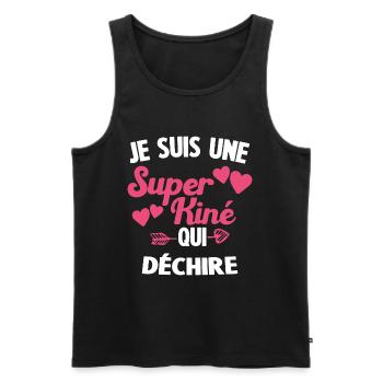 Je suis une Super kiné qui déchire - Débardeur bio Premium Homme - noir - Devant - Michal (187cm)