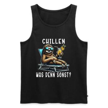 Chill mal dein Leben chillen Faultier Sloth Spruch - Männer Premium Bio Tank Top - Schwarz - Vorne - Michal (187cm)