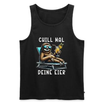 Faultier - Chill mal dein Leben - Männer Premium Bio Tank Top - Schwarz - Vorne - Michal (187cm)