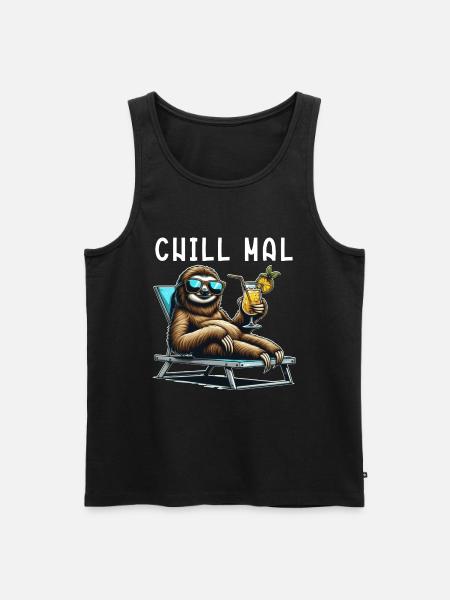Chillen Faultier - chill mal - Männer Premium Bio Tank Top - Schwarz
