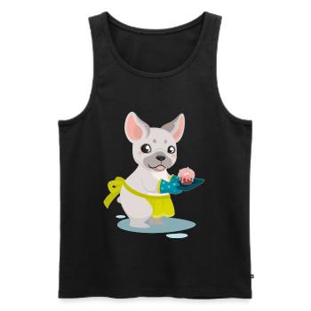 Cute Bulldog Cake Puppy Puppy Pug Gift - Men's Premium Organic Tank Top - black - Front - AI Model Male 178 light (178cm)