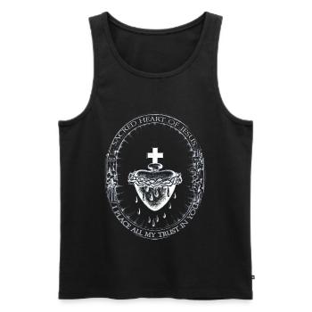 Sacré cœur de Jésus, je place ma confiance en Toi - Débardeur bio Premium Homme - noir - Devant - Michal (187cm)