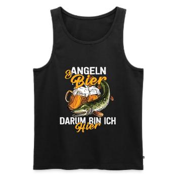 Angeln & Bier Darum Bin Ich Hier - Männer Premium Bio Tank Top - Schwarz - Vorne - Michal (187cm)