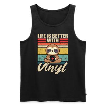 Disques Collector Vinyl Sloth - Débardeur bio Premium Homme - noir - Devant - Michal (187cm)
