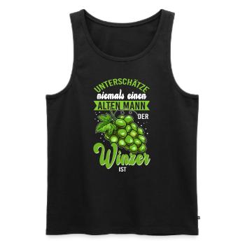 Winzer Alter Mann Weinberg Weinbau - Männer Premium Bio Tank Top - Schwarz - Vorne - AI Model Male 178 light (178cm)