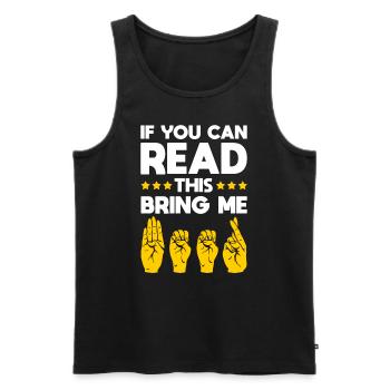 Deaf Pride Funny Deaf Sign Language Beer - Men's Premium Organic Tank Top - black - Front - AI Model Male 178 light (178cm)