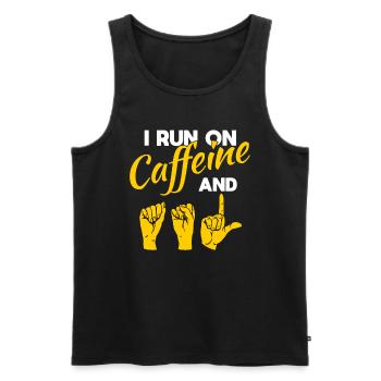 Zeichensprache ASL Deaf Pride Koffein - Männer Premium Bio Tank Top - Schwarz - Vorne - Michal (187cm)