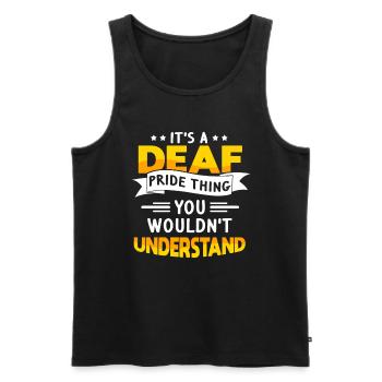 Deaf Sign Language Deaf Pride Funny - Men's Premium Organic Tank Top - black - Front - AI Model Male 178 light (178cm)