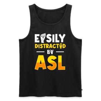 ASL Zeichensprache Deaf Pride Gehörlos - Männer Premium Bio Tank Top - Schwarz - Vorne - Michal (187cm)