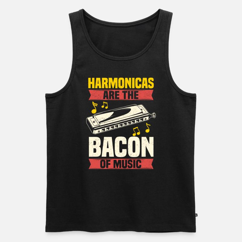 harmonica funny harmonica player - Men's Premium Organic Tank Top - black