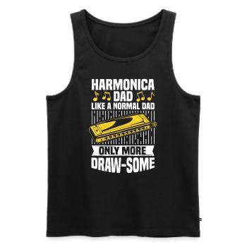 papa harmonica drôle - Débardeur bio Premium Homme - noir - Devant - AI Model Male 178 light (178cm)