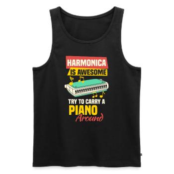 Harmonica funny harmonica player - Men's Premium Organic Tank Top - black - Front - Michal (187cm)