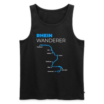 Rhein Wanderer - Wandern am Rhein - Männer Premium Bio Tank Top - Schwarz - Vorne - Michal (187cm)