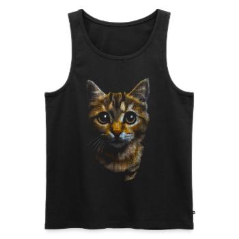 Süße kleine Katze Tiger - Männer Premium Bio Tank Top - Schwarz - Vorne - Michal (187cm)