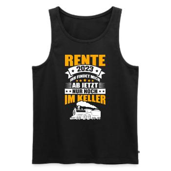 Modelleisenbahn Opa Lokführer Rente 2023 - Männer Premium Bio Tank Top - Schwarz - Vorne - Michal (187cm)