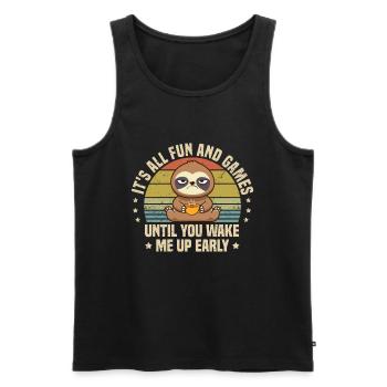 Morgenmuffel Faultier Lustig Schlafen - Männer Premium Bio Tank Top - Schwarz - Vorne - Michal (187cm)