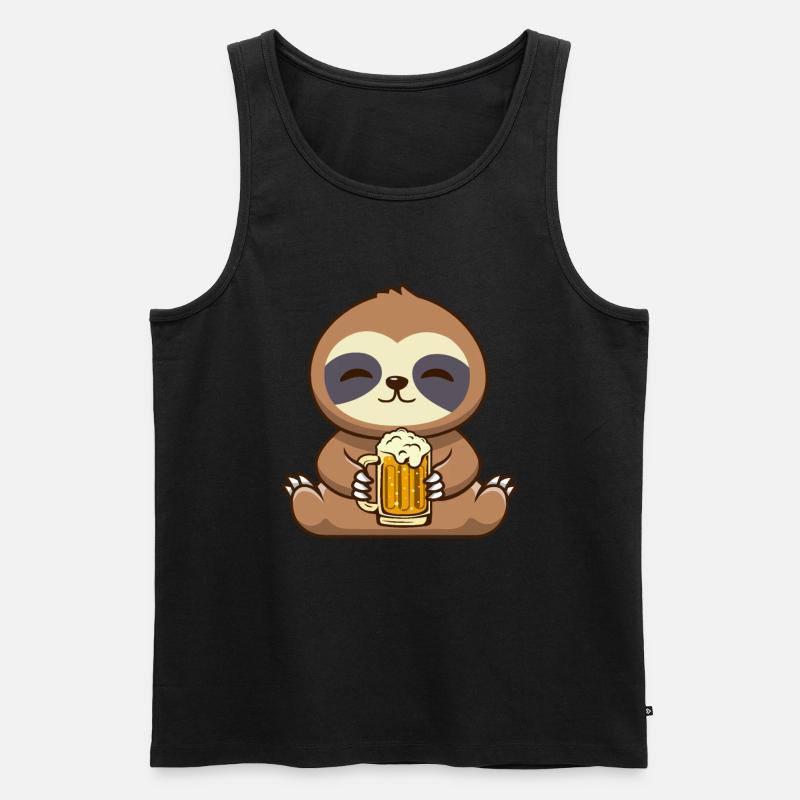 Faultier Bier Lustig Biertrinker - Männer Premium Bio Tank Top - Schwarz