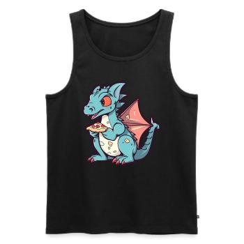 Dragon avec pizza Pizza Lovers Pizzeria - Débardeur bio Premium Homme - noir - Devant - Michal (187cm)