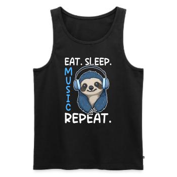 Musikliebhaber Kopfhörer Musik Faultier DJ - Männer Premium Bio Tank Top - Schwarz - Vorne - Michal (187cm)