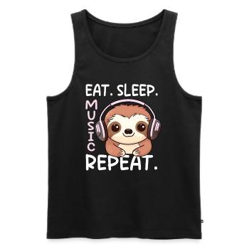 Kawaii Faultier Musikliebhaber Kopfhörer Musik DJ - Männer Premium Bio Tank Top - Schwarz - Vorne - Michal (187cm)