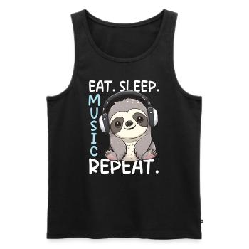 Kawaii Musikliebhaber Kopfhörer Musik Faultier DJ - Männer Premium Bio Tank Top - Schwarz - Vorne - Michal (187cm)
