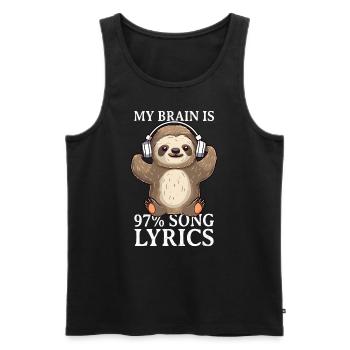 Musik hören Faultier Kopfhörer DJ - Männer Premium Bio Tank Top - Schwarz - Vorne - Michal (187cm)