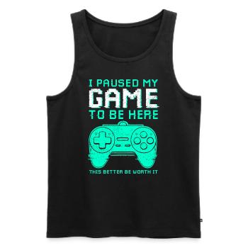 Gaming Gamer Gamer Nerd Jeux vidéo - Débardeur bio Premium Homme - noir - Devant - Michal (187cm)