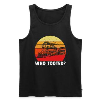 Model Railroad Locomotive Steam Locomotive - Men's Premium Organic Tank Top - black - Front - AI Model Male 178 light (178cm)