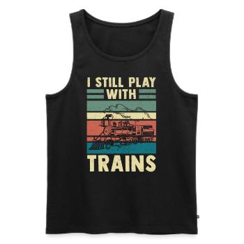 Eisenbahn Modelleisenbahn Dampflok - Männer Premium Bio Tank Top - Schwarz - Vorne - Michal (187cm)