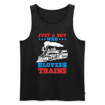 Modèle Ferroviaire Locomotive à Vapeur Chemin de fer Drôle - Débardeur bio Premium Homme - noir - Devant - Michal (187cm)
