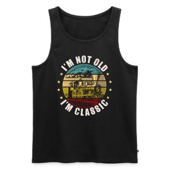 Model railroad, train driver, steam locomotive, railroader - Men's Premium Organic Tank Top - black - Front - AI Model Male 178 light (178cm)