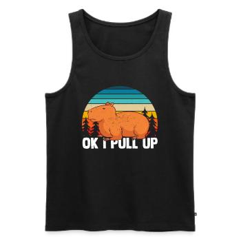Capybara Meme Capybara Rongeur - Débardeur bio Premium Homme - noir - Devant - Michal (187cm)
