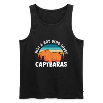Capybara Lustig Wasserschwein Nagetier - Männer Premium Bio Tank Top - Schwarz - Vorne - Michal (187cm)