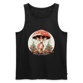 Cottagecore Esthétique Champignon Vintage Cerf - Débardeur bio Premium Homme - noir - Devant - Michal (187cm)